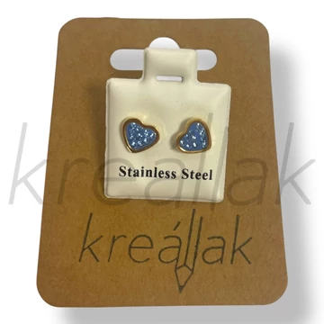 Kék köves ezüst szív fülbevaló