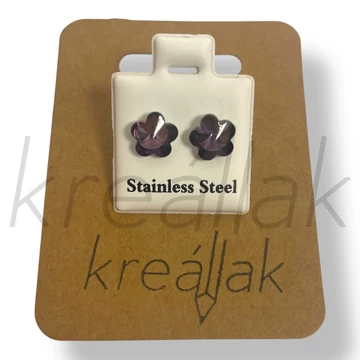 Lila virág kő fülbevaló