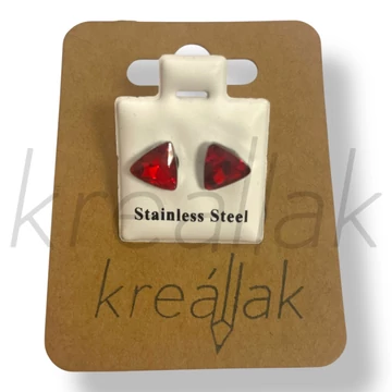 Piros háromszög kő fülbevaló