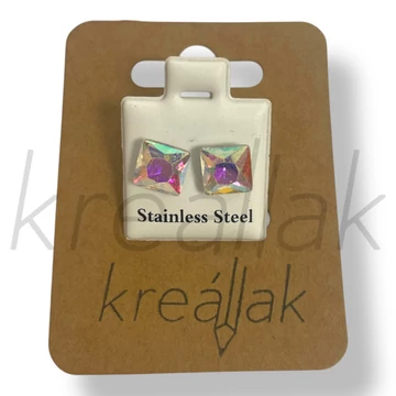 Ezüst irrizáló kocka fülbevaló