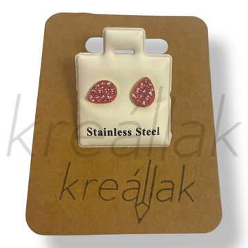 Pink köves csepp fülbevaló