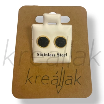 Fekete arany köves kerek fülbevaló