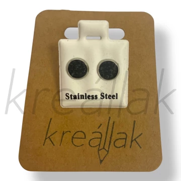 Fekete köves ezüst kerek fülbevaló