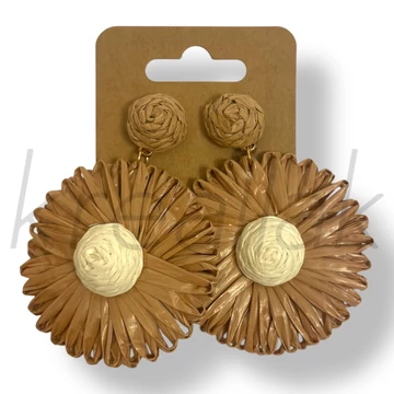 Bézs szalma margaréta fülbevaló