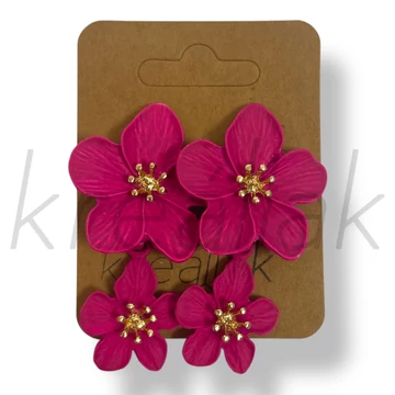 Pink virág fém fülbevaló