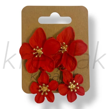 Piros virág fém fülbevaló