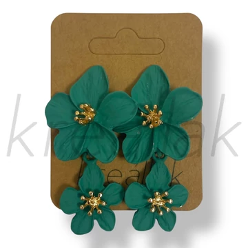 Zöld virág fém fülbevaló