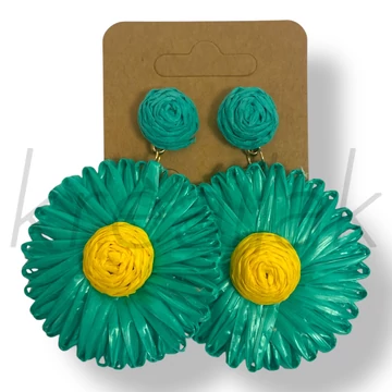 Türkiz margaréta szalma fülbevaló