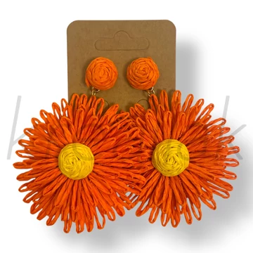 Narancssárga szalma fülbevaló