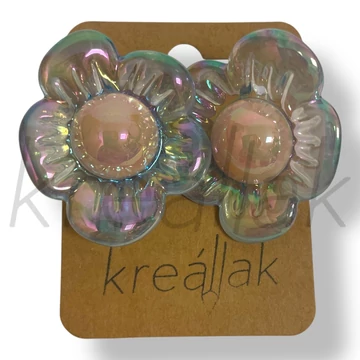 Kék átlátszó virág fülbevaló