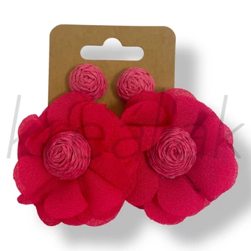 Pink selyem virág fülbevaló