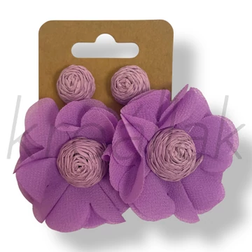 Lila selyem virág fülbevaló