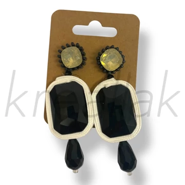 Fekete-fehér nagy köves fülbevaló