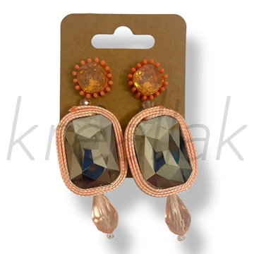 Rózsaszín nagy köves fülbevaló