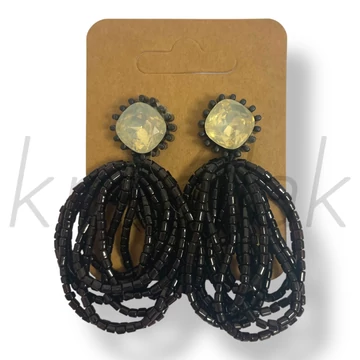 Fekete gyöngysoros fülbevaló