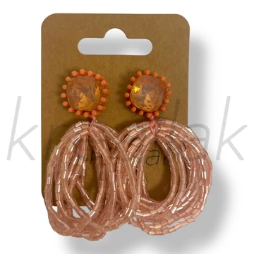 Rózsaszín gyöngysoros fülbevaló