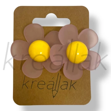 Rózsaszín átlátszó virág fülbevaló