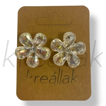 Irrizáló áttetsző virág fülbevaló