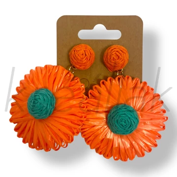 Narancssárga szalma virág fülbevaló