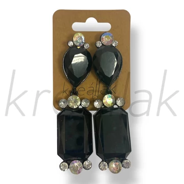 Fekete nagy köves fülbevaló