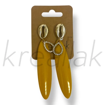 Okker leveles-kagylós fülbevaló