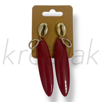 Bordó leveles -kagylós fülbevaló