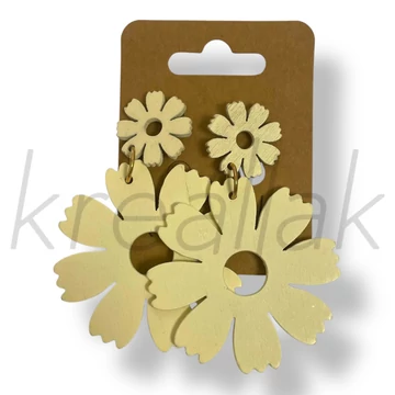 Krém színű virág fa fülbevaló