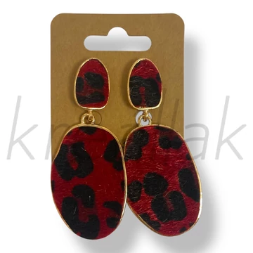 Leopárd szőrös bordó fülbevaló