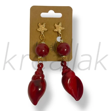 Bordó kagylós fülbevaló