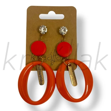 Korall plasztik-fa fülbevaló