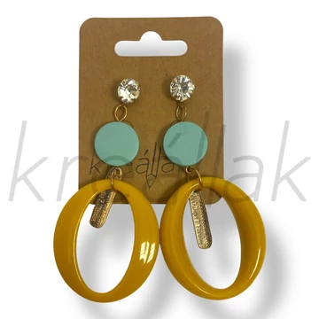 Okker plasztik-fa fülbevaló