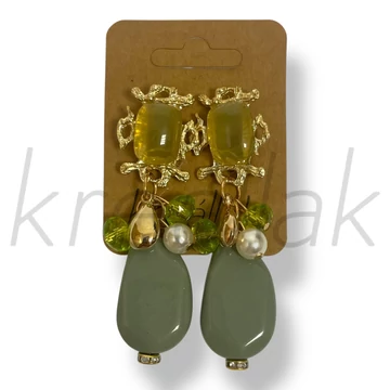 Zöld gyöngyös fülbevaló