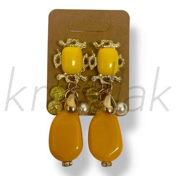 Sárga gyöngyös fülbevaló