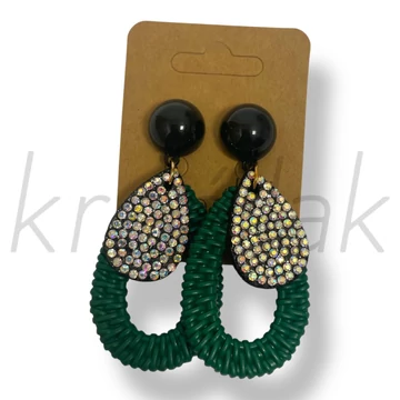 Zöld strassz köves fülbevaló