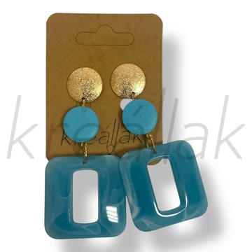 Türkizkék plasztik kocka fülbevaló