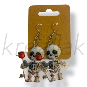 Rózsás csontváz fülbevaló