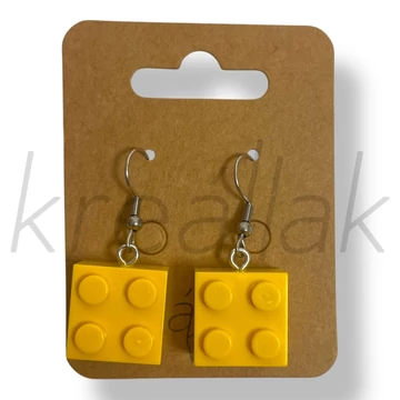 Sárga építő kocka fülbevaló
