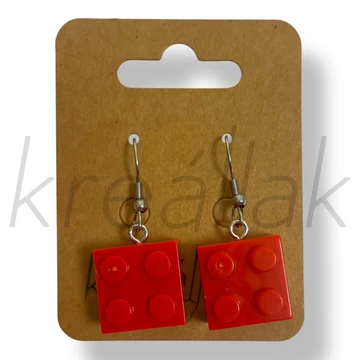 Piros építő kocka fülbevaló
