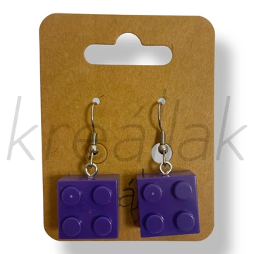 Lila építő kocka fülbevaló