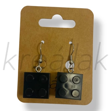 Fekete építő kocka fülbevaló