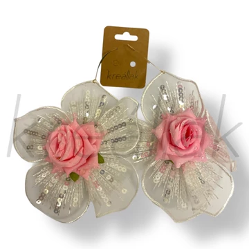 Flitteres nagy virág fülbevaló