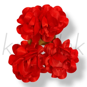 Piros szatén virág fülbevaló