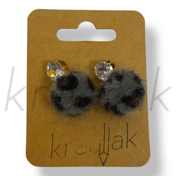 Antracit szőr gömb fülbevaló