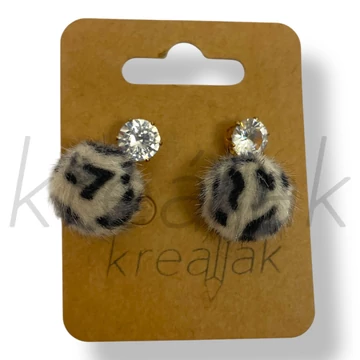 Szürke szőr gömb fülbevaló