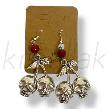 Cseresznye koponya fülbevaló