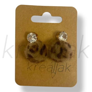 Barna párduc szőr gömb fülbevaló