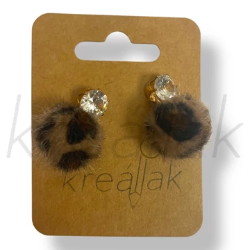 Barna-fekete párduc szőr gömb fülbevaló