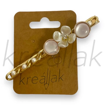 Hajcsipesz - Fehér gyöngyös virágos hajcsipesz