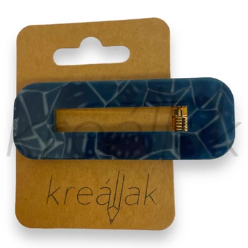 Hajcsipesz - Sötétkék mintás plasztik hajcsipesz