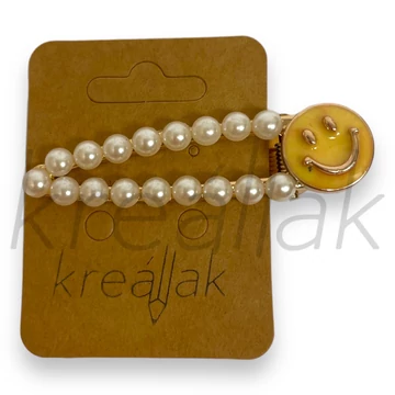 Hajcsipesz - Sárga smiley gyöngyös hajcsipesz